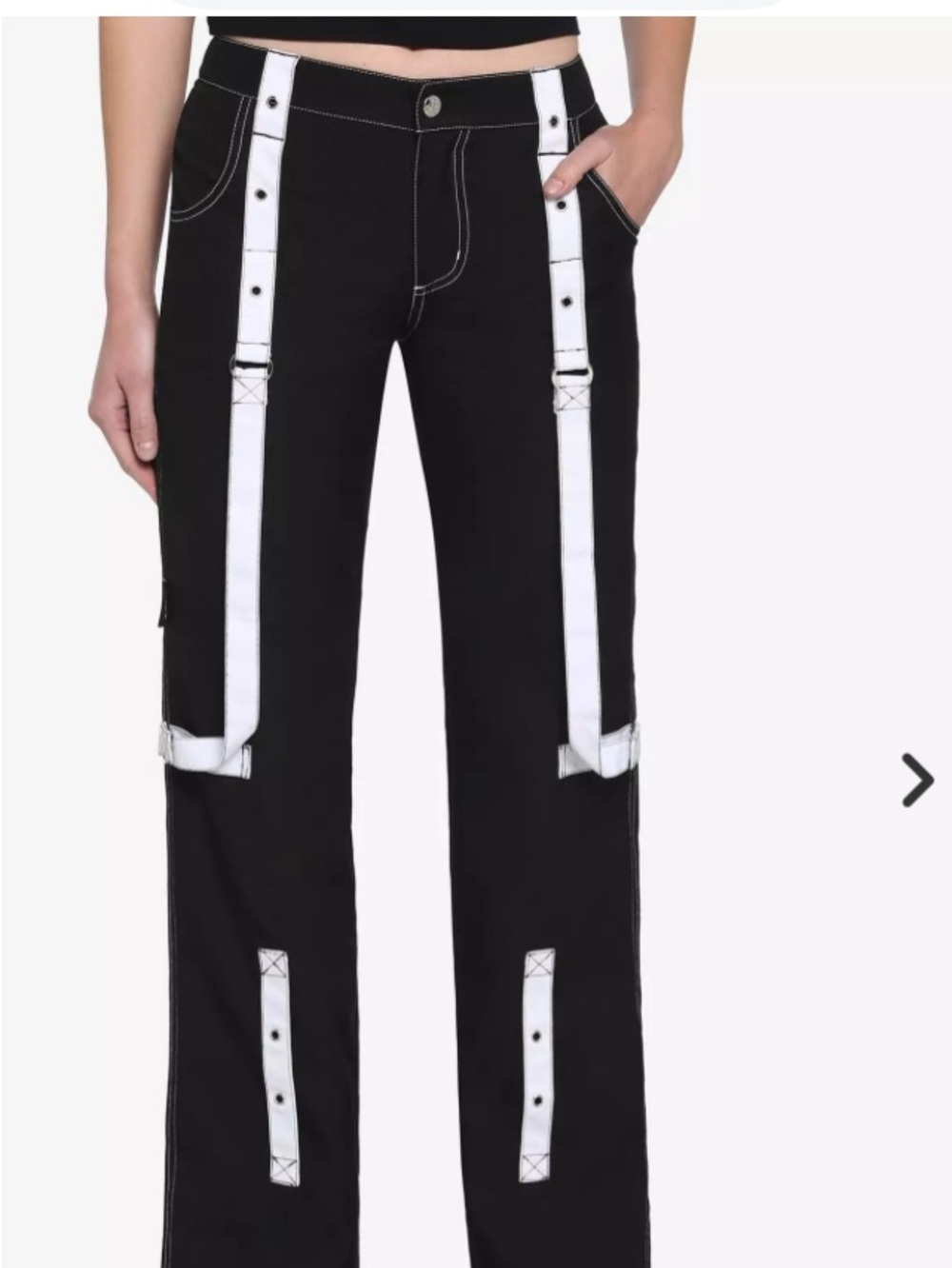 Royal Bones Black Pants with White Stitching Detail